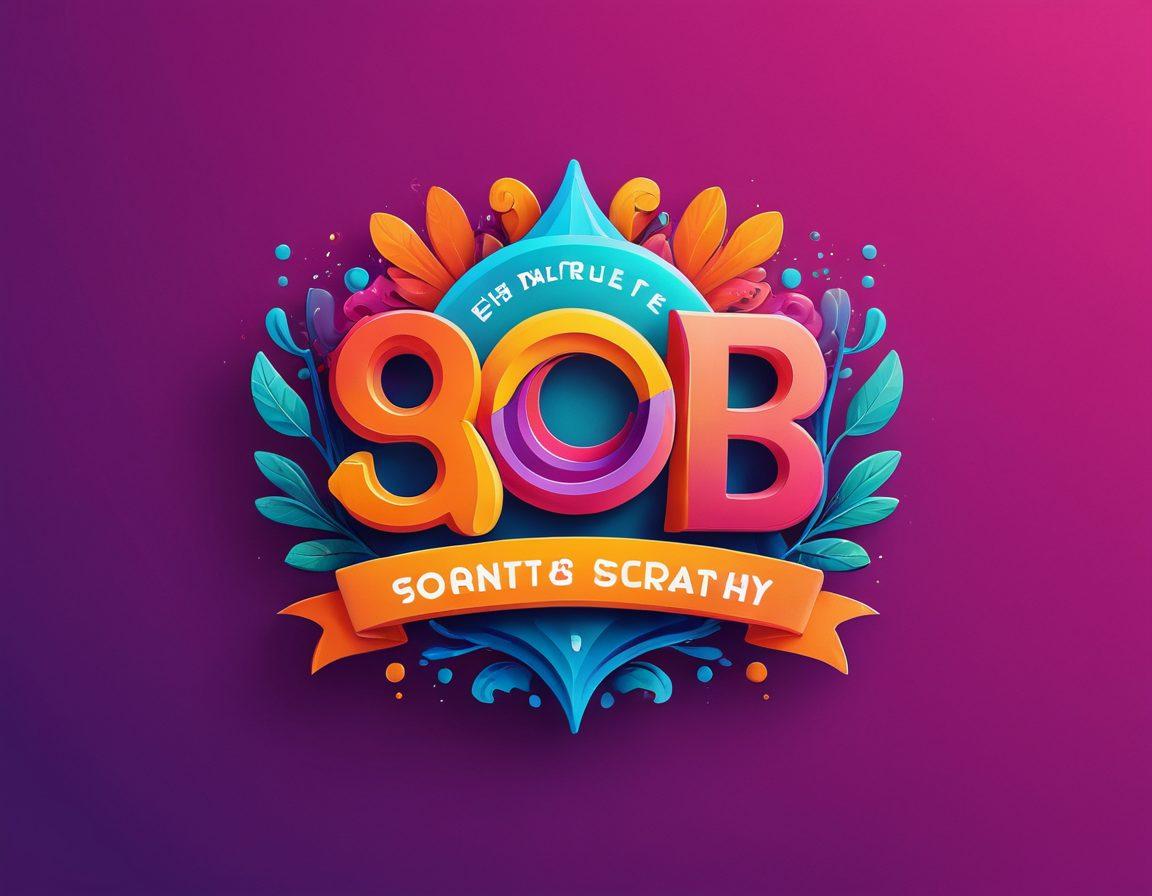 A whimsical and vibrant logo design featuring playful typography and artistic elements, integrating symbols of creativity and branding. Include bold colors and unique shapes that evoke a sense of fun and innovation. The background should be soft and subtle to highlight the logo while ensuring an engaging visual appeal. super-realistic. vibrant colors. soft background.